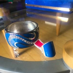 Fashion bracelet and ring. Blue, silver.